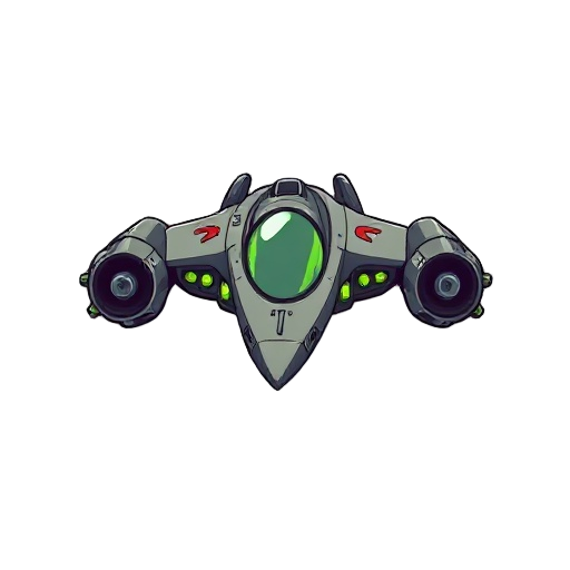 an alien fighter ship with 2 guns