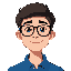 generate me a male student with glasses and blue polo with a blue id