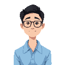 generate me a asian male student with glasses and light blue polo and black hair