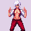 3-quarter pose to the right,full body,fighting game character sprite with revealing clothing, long nails, short white hair, and pale pink skin