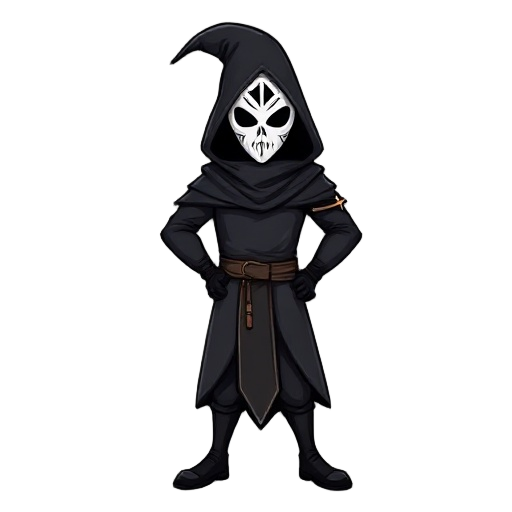 black mage with white mask, look like human and final boss in same time