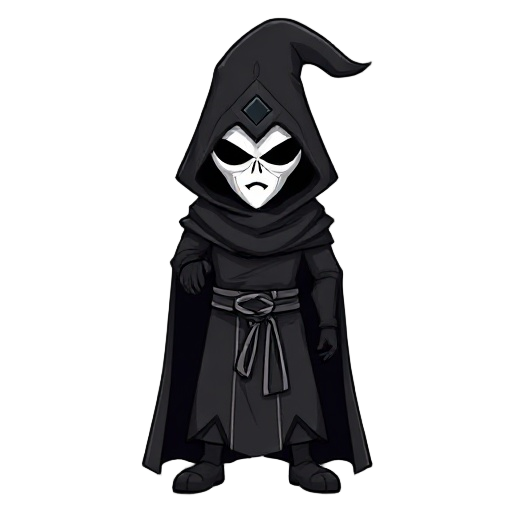black mage with white mask, look like human and final boss in same time