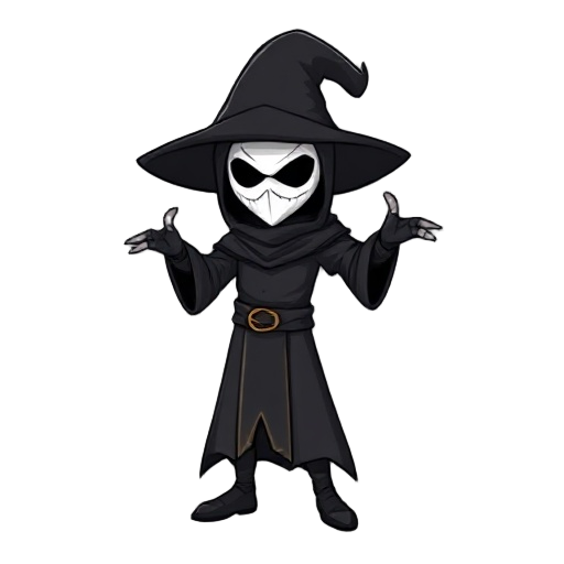 black mage with white mask, look like final boss