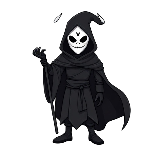 black mage with white mask, look like human and final boss in same time