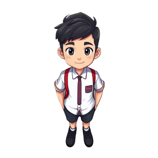 create a main character wearing a thai male school uniform.