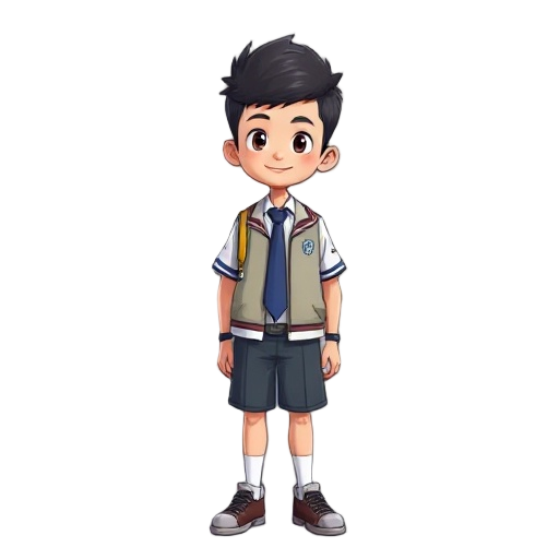 create a main character wearing a thai male school uniform.