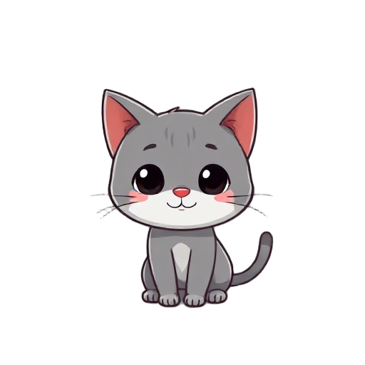 a little gray cat for a sidescroller game. with cute cartoon visual 