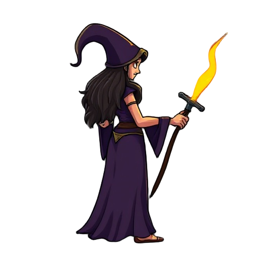 evil sorceress facing right in the style of cartoon conan the barbarian