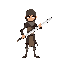 stickman like character but like warrior ,looks like chracter carrying long  and wider sword which was touching ground which is difficult to move