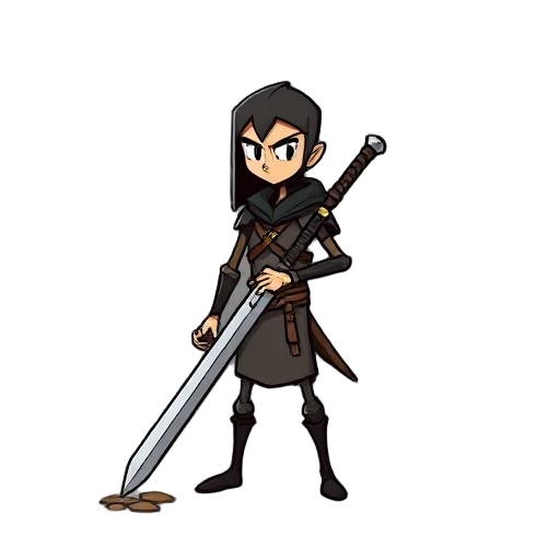 stickman like character but like warrior ,looks like chracter carrying long sword which was touching ground