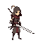 stickman like character but like warrior ,looks like chracter carrying long sword which was touching ground