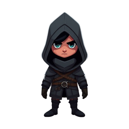 pixel dark fantasy man wigh hood