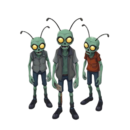 human zombies similar to ants, wearing normal clothes