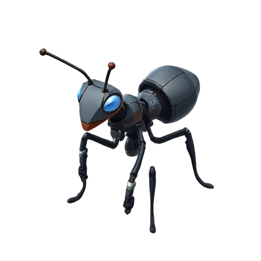 human ant with robotic parts. mad, strong and big