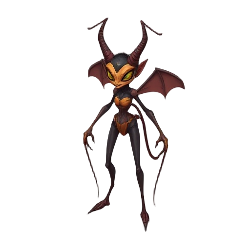 devil humanoid ant queen, with long ant legs but humanoid