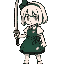 girl,katana,short_hair,anime,green_eyes,white_hair