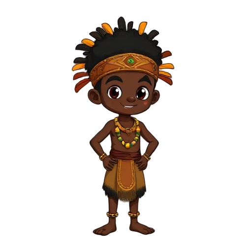 "generate a high-quality sprite, of a young black mele character wearing traditional african tribal attire