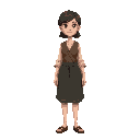 a woman wearing simple old clothes. 