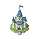 a castle with flag in top, top down style, pokemon gba