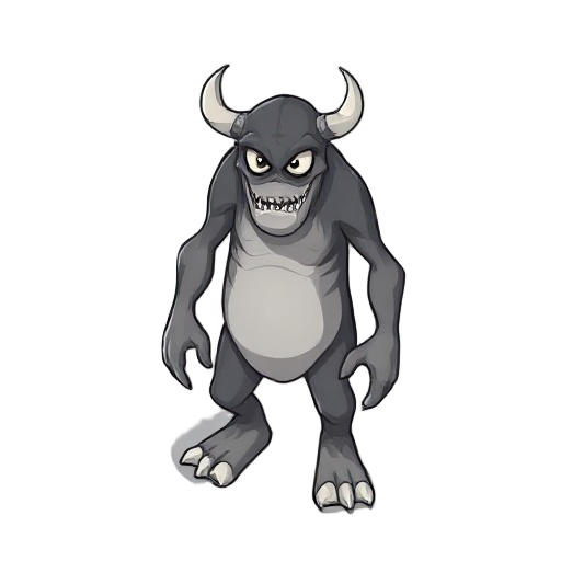 monstro, branco pálido, alto, garras, olhos negros, careca
