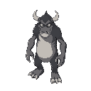 monstro, branco pálido, alto, garras, olhos negros 