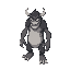 monstro, branco pálido, alto, garras, olhos negros 