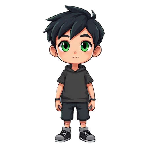 boy with green eyes and black hair