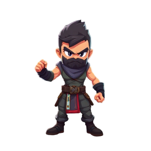cria um personagem 2d pixelado, forte para um jogo de luta