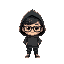 a kid with blacj glasses and black hoodies rpg sprite 