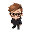 a kid with blacj glasses and black hoodies rpg sprite 