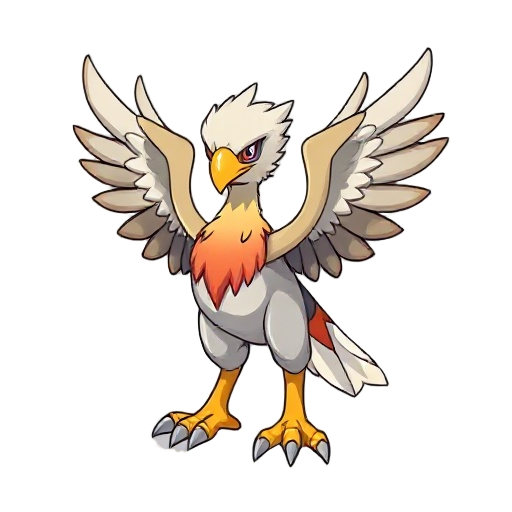 a small starter pokemon designed around a griffin, you should use the colors of a bald eagle should stand on 4 legs and have wings. fire and steel type