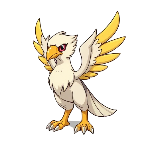a small starter pokemon designed around a griffin, you should use the colors of a bald eagle should stand on 4 legs and have wings. fire and steel type