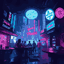 cyberpunk distopic night club 