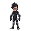crea el personaje principal de un videojuego futurista inspirado en blade runner y cyberpunk, que tenga el pelo negro y un brazo robotico