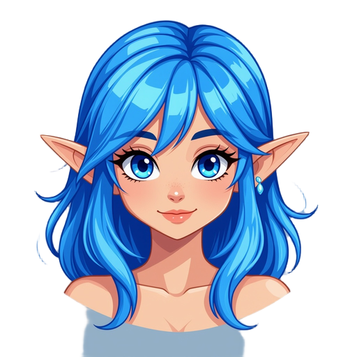 blue haired elf girl