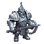 a juggernaut knight in heavy armor holding a massive anchor, horizontal cylindrical helmet, normal human propations