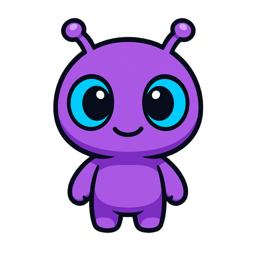 purple alien blue eyes 