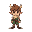 create a 2d pixel art character with a side-scrolling game style. the character should have a unique and recognizable design, featuring a fantasy/adventure theme. include the following animations: idl