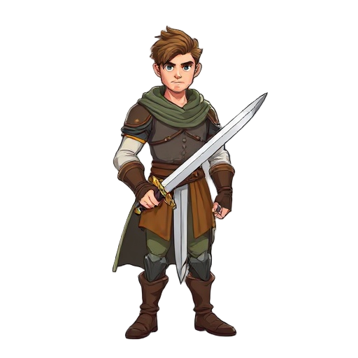 make a male heroes with sword as a weapon and have a medieval style