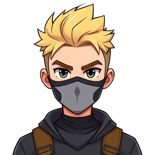 a blonded guy with a half-mask