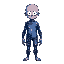 a humanoid being with a male body without a mouth and with completely white and bright eyes and with a universe inside its body with galaxies and stars visible inside it