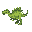 a quadrupedal dinosaur with completely green skin and spikes on its back and at the tip of its tail