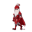 create a knight with red armor, and long white hair walking