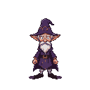 create a detailed pixel art frame animation for a game, where the final image is divided into multiple sub-images, each serving as a continuous animation keyframe. design the sequence to depict [a wiz