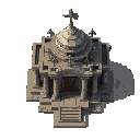 make a religious temple with weapons mounted on it. make it very large