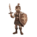 man, warrior, sword, shield, platformer