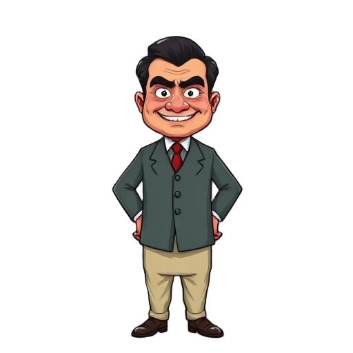a corrupt bangladeshi politician male age 45 to 60, signature traditional dress code big sinister smile