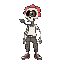 name: seriftype: friendly skeleton (humanoid)style: pixel artvisual highlight: a flower with a single eye in the center, growing from one of serif's eye sockets.the flower's roots extend wearing cargo pants, white shirt and red sneakers 