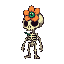 name: seriftype: friendly skeleton (humanoid)style: pixel artvisual highlight: a flower with a single eye in the center, growing from one of serif's eye sockets.the flower's roots extend