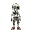 name: seriftype: friendly skeleton (humanoid)style: pixel artvisual highlight: a flower with a single eye in the center, growing from one of serif's eye sockets.the flower's roots extend wearing cargo pants, white shirt and red sneakers 